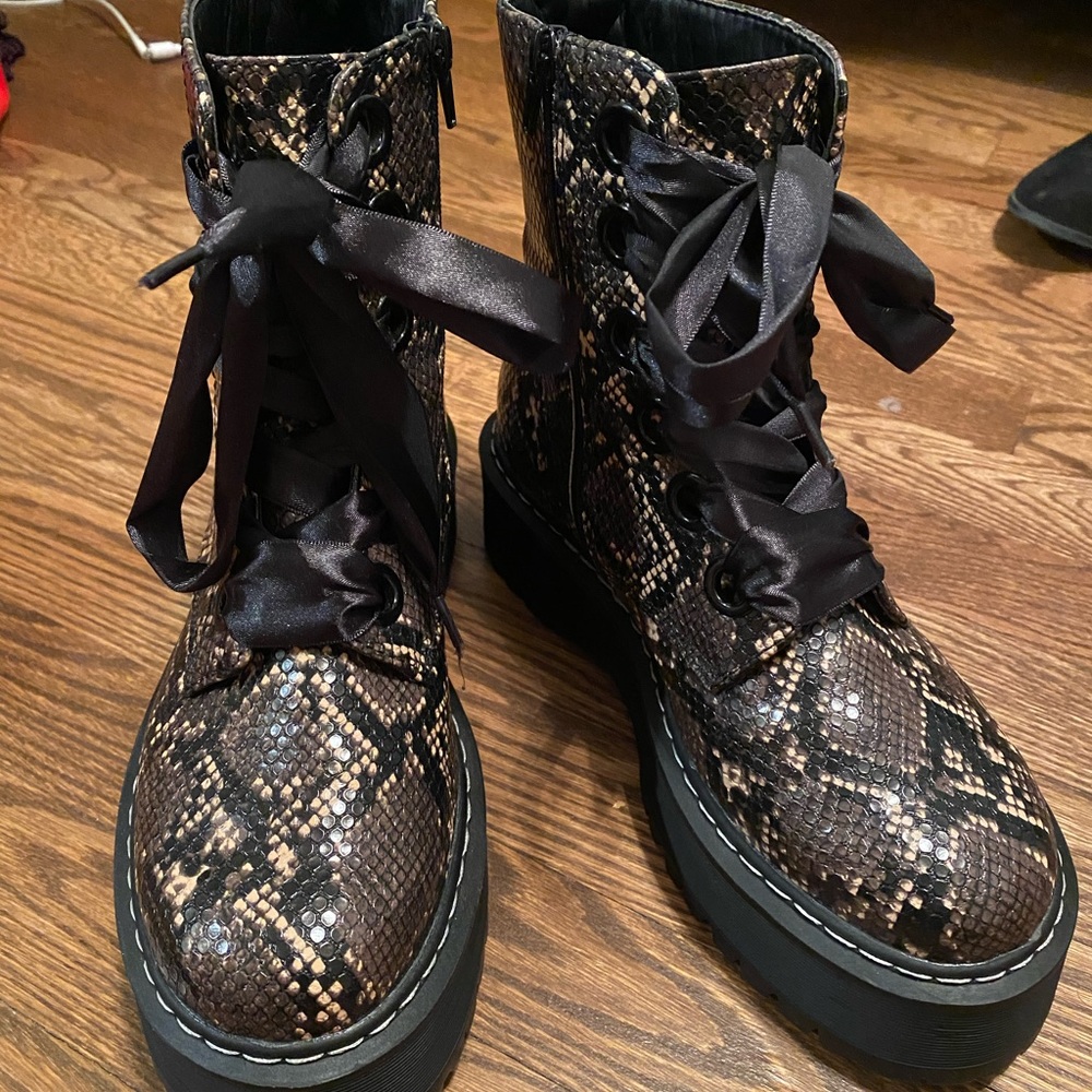 snakeskin platform boots